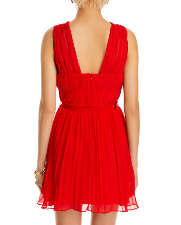 Self-Portrait Pleated Chiffon Mini Dress MSRP $410