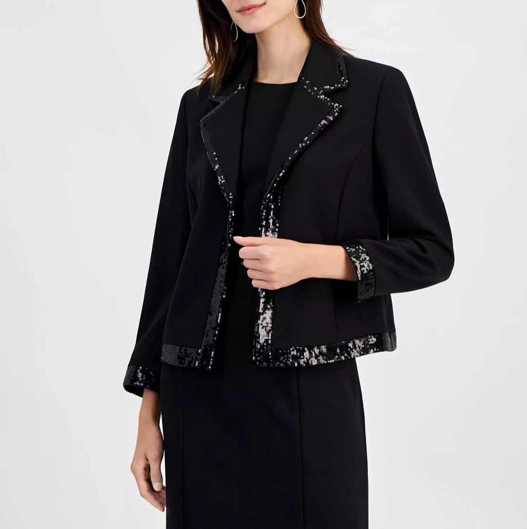 Kasper Women's Sequin Tipped Open-Front Blazer MSRP $149