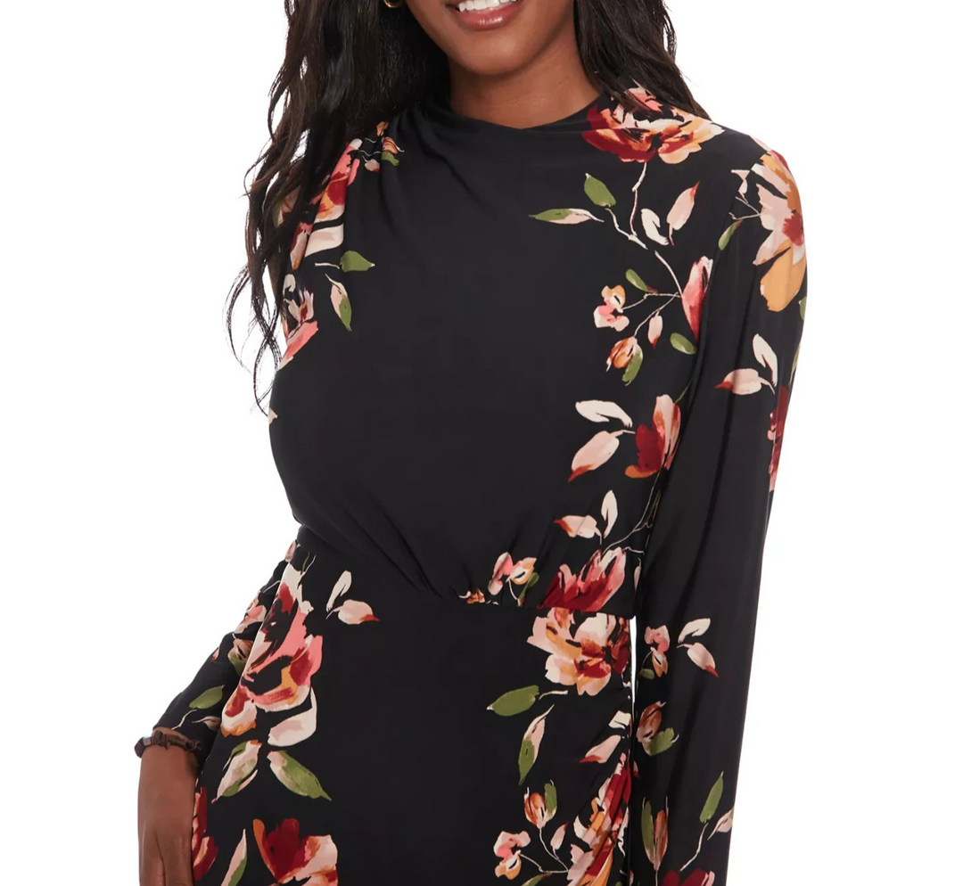 London Times Petite Floral Long-Sleeve Bodycon Dress MSRP $99
