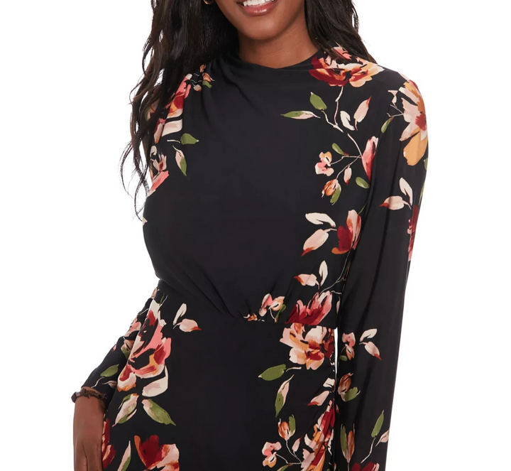 London Times Petite Floral Long-Sleeve Bodycon Dress MSRP $99