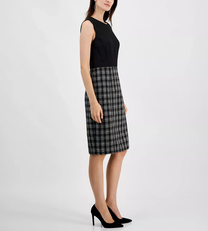 Kasper Women's Mixed-Media Tweed Sheath Dress MSRP $99