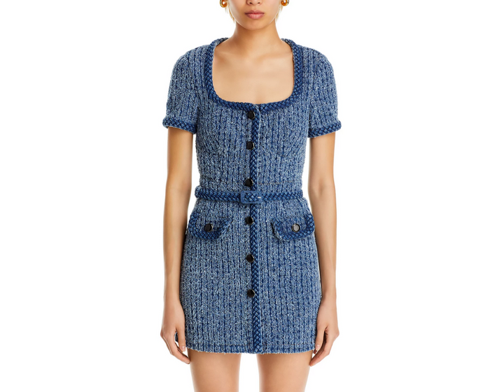 Self-Portrait Braided Trim Textured Dress MSRP $440