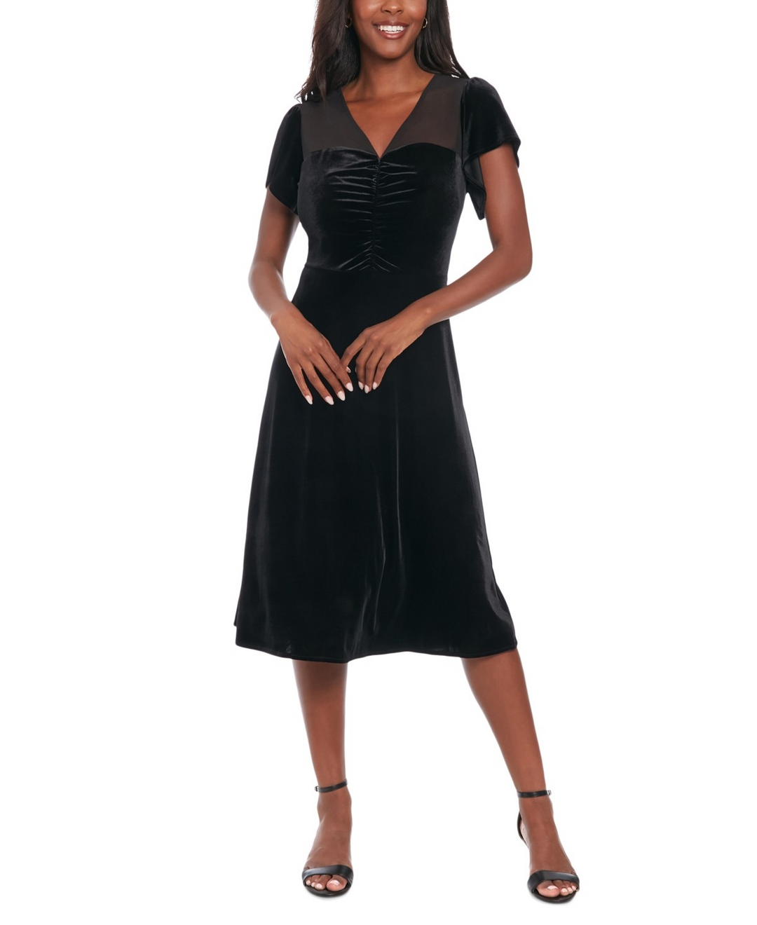 London Times Women's Velvet & Mesh Dress MSRP $99