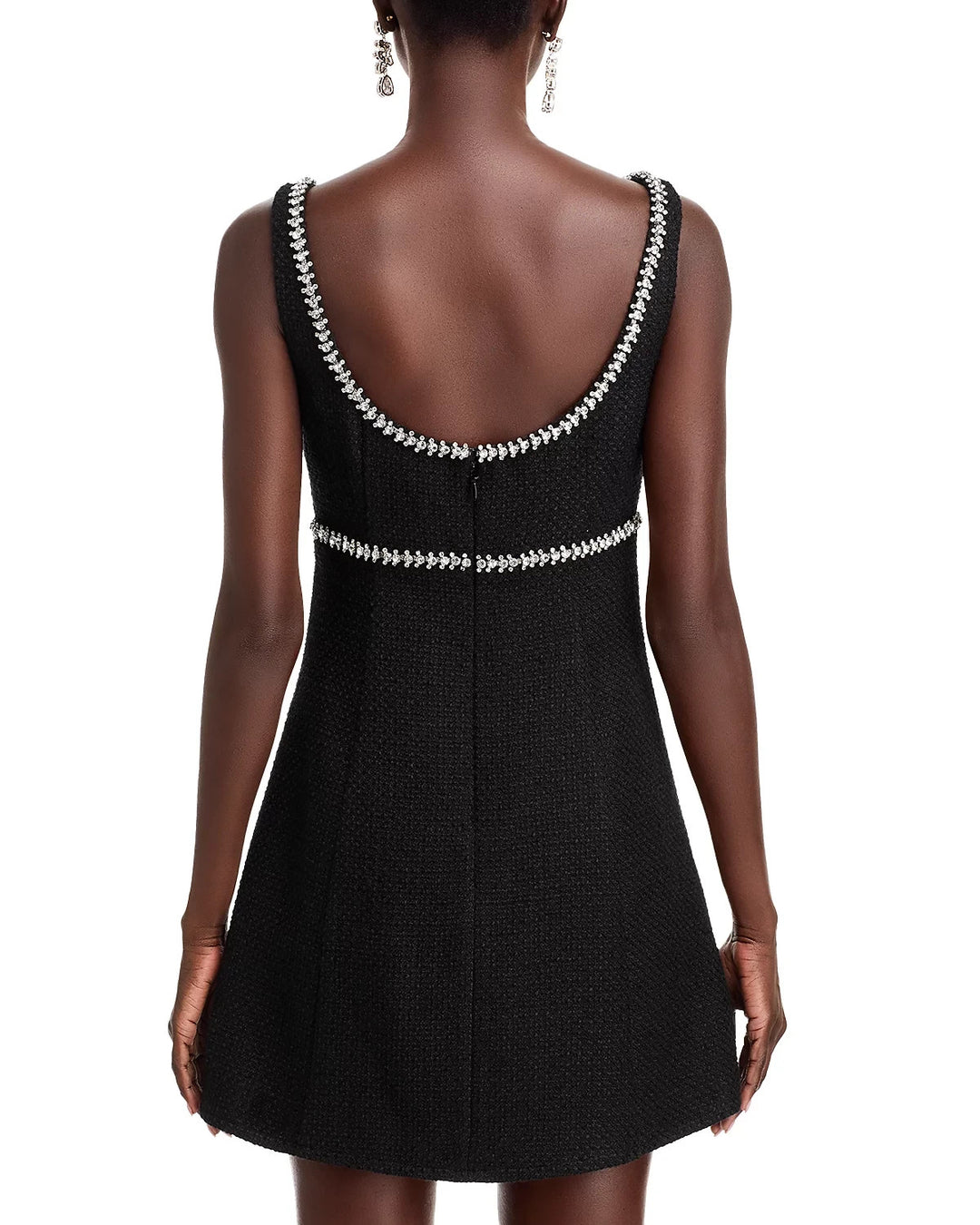 AQUA Rhinestone Trim Tweed Mini Dress MSRP $118