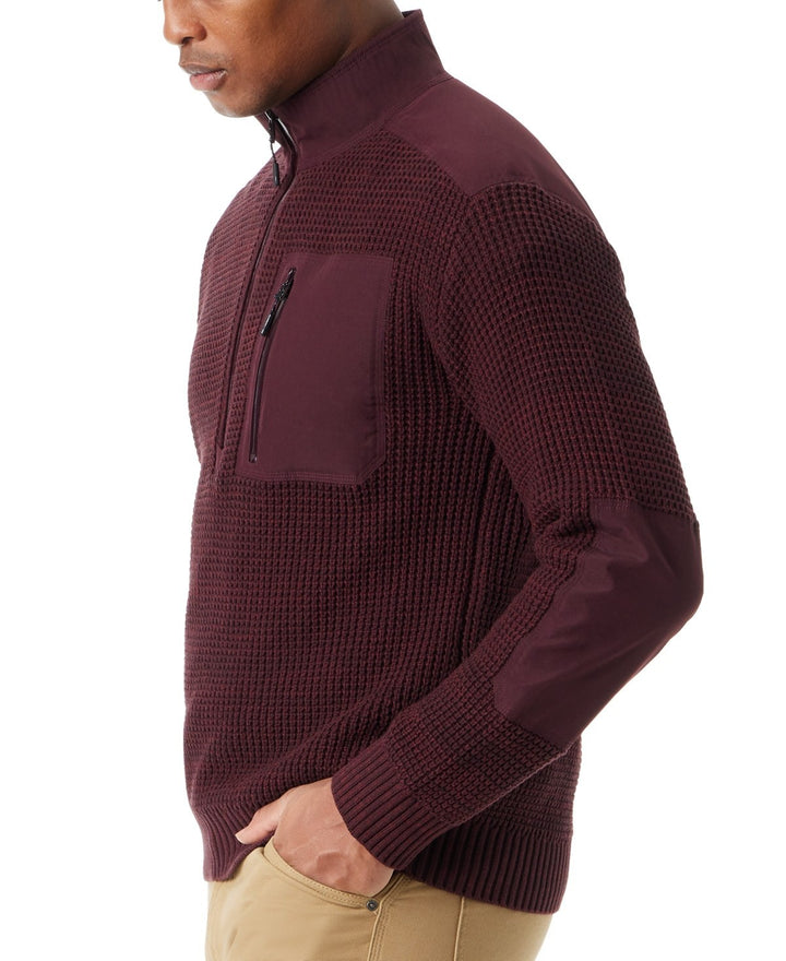 BASS OUTDOOR Quarter-Zip Long Sleeve Pullover Patch Sweater MSRP $99