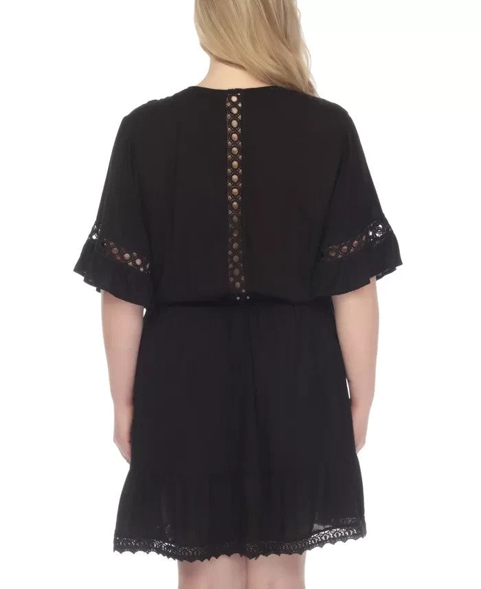 Raviya Plus Size Lace-Inset Mini Cover-Up Dress MSRP $58