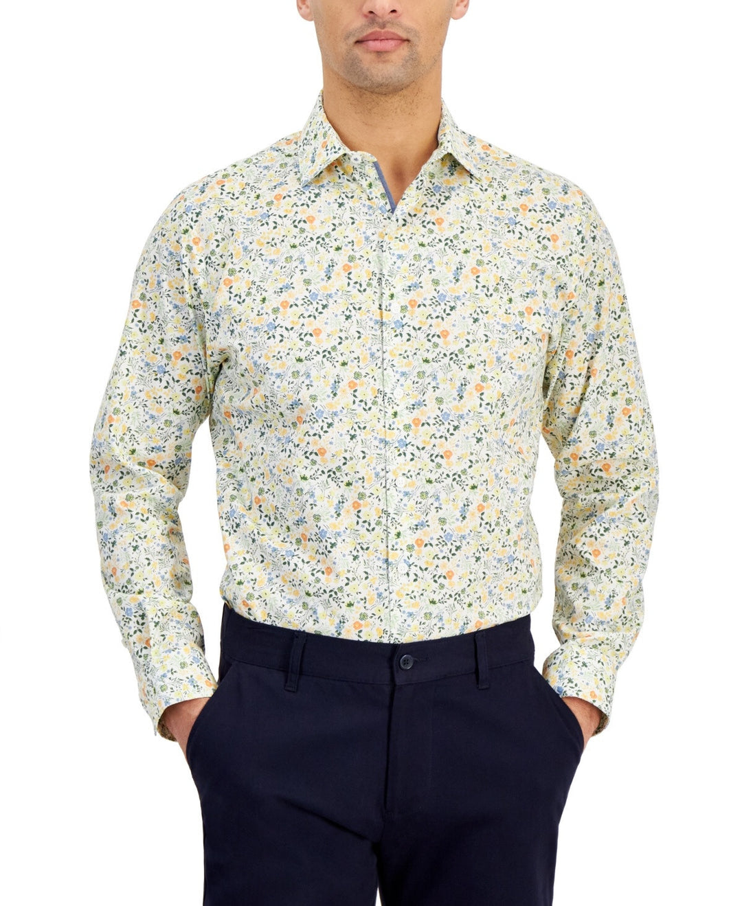 Bar III Slim-Fit Water Floral Dress Shirt MSRP $70