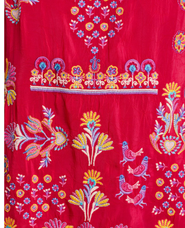 Johnny Was Laferet Embroidered Split Neck Blouse MSRP $295