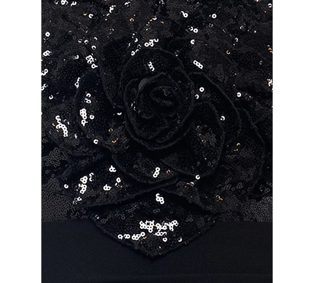 Betsy & Adam Sequined Rosette Illusion Gown MSRP $309