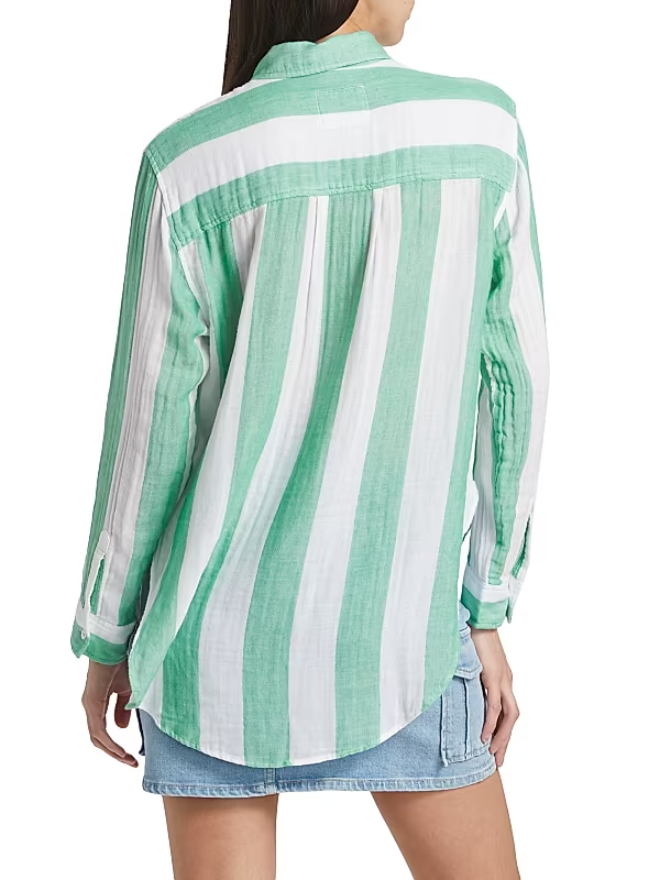 Rails Women's Jaylin Stripe Cotton Shirt MSRP $178