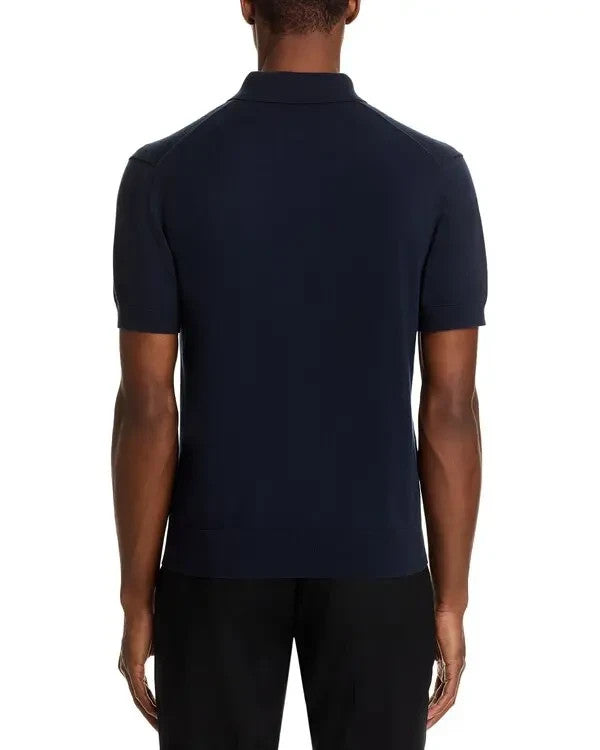The Men's Store Pointelle Short Sleeve Sweater Polo MSRP $108