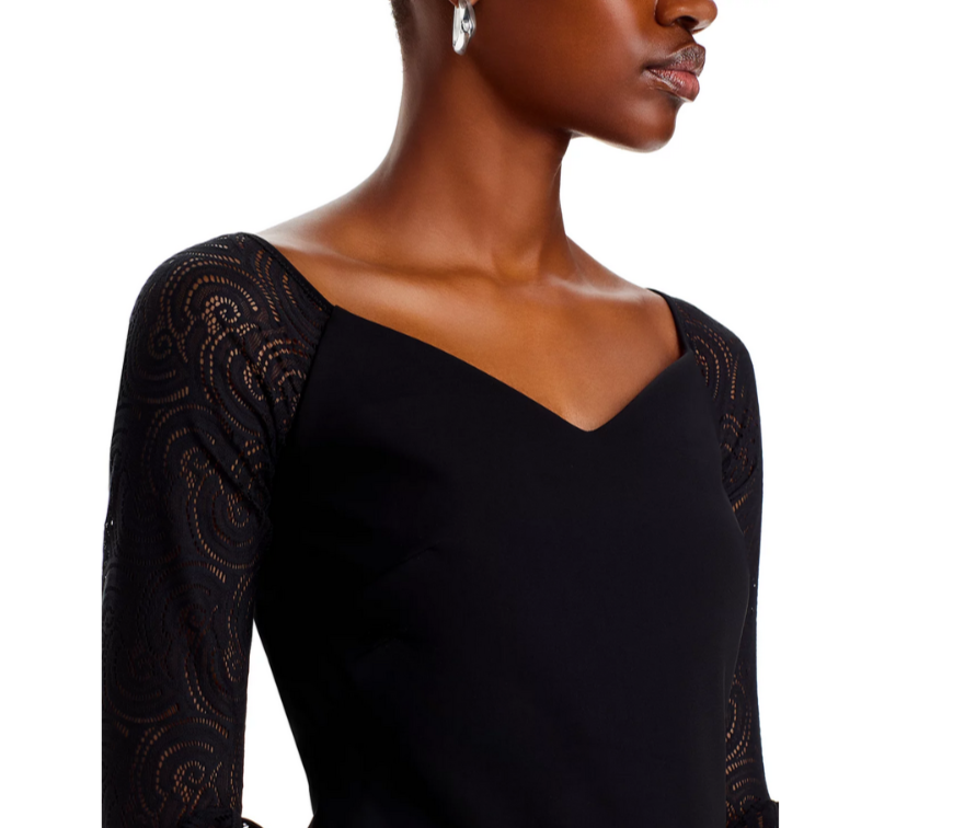 Chiara Boni La Petite Robe Saffy Lace Sleeve Top MSRP $395