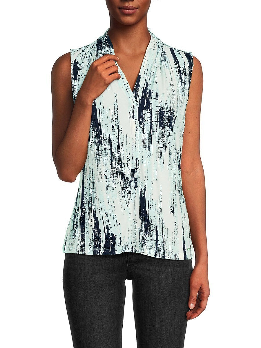 Calvin Klein Women's Sleeveless Blouse with Inverted Pleat MSRP $49