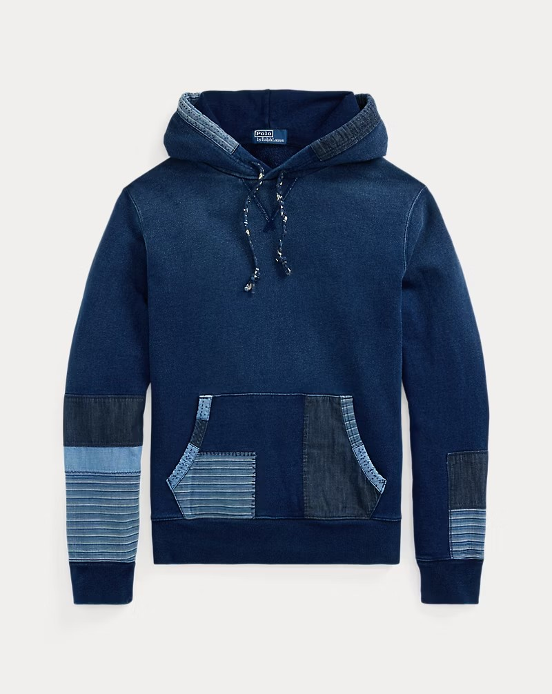 Polo Ralph Lauren Indigo French Terry Patchwork Hoodie MSRP $248