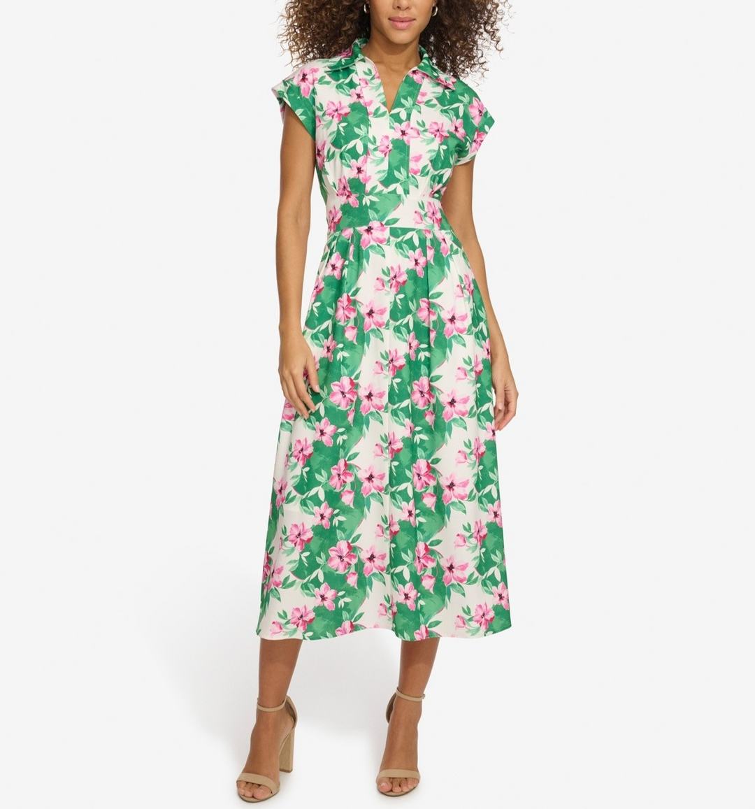 kensie Floral-Print Midi Dress MSRP $128