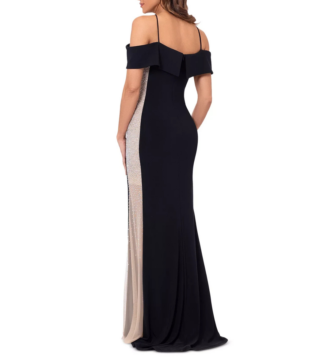 XSCAPE Women's Embellished Halter Jersey Dress MSRP $299