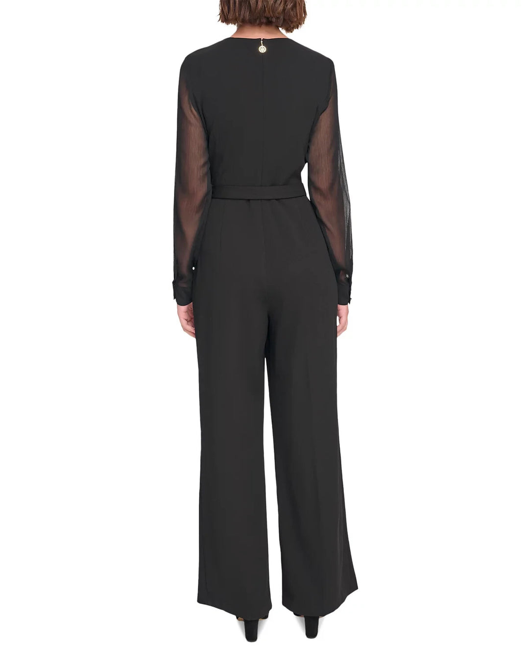 Tommy Hilfiger Long-Chiffon-Sleeve Scuba Crepe Jumpsuit MSRP $149