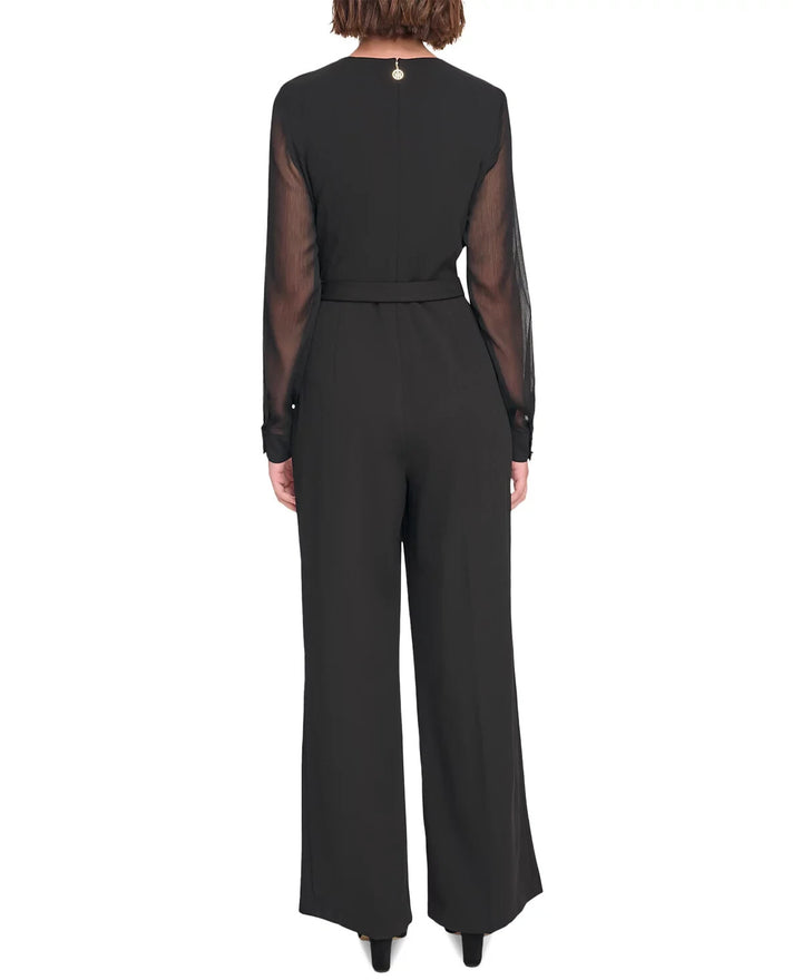 Tommy Hilfiger Long-Chiffon-Sleeve Scuba Crepe Jumpsuit MSRP $149