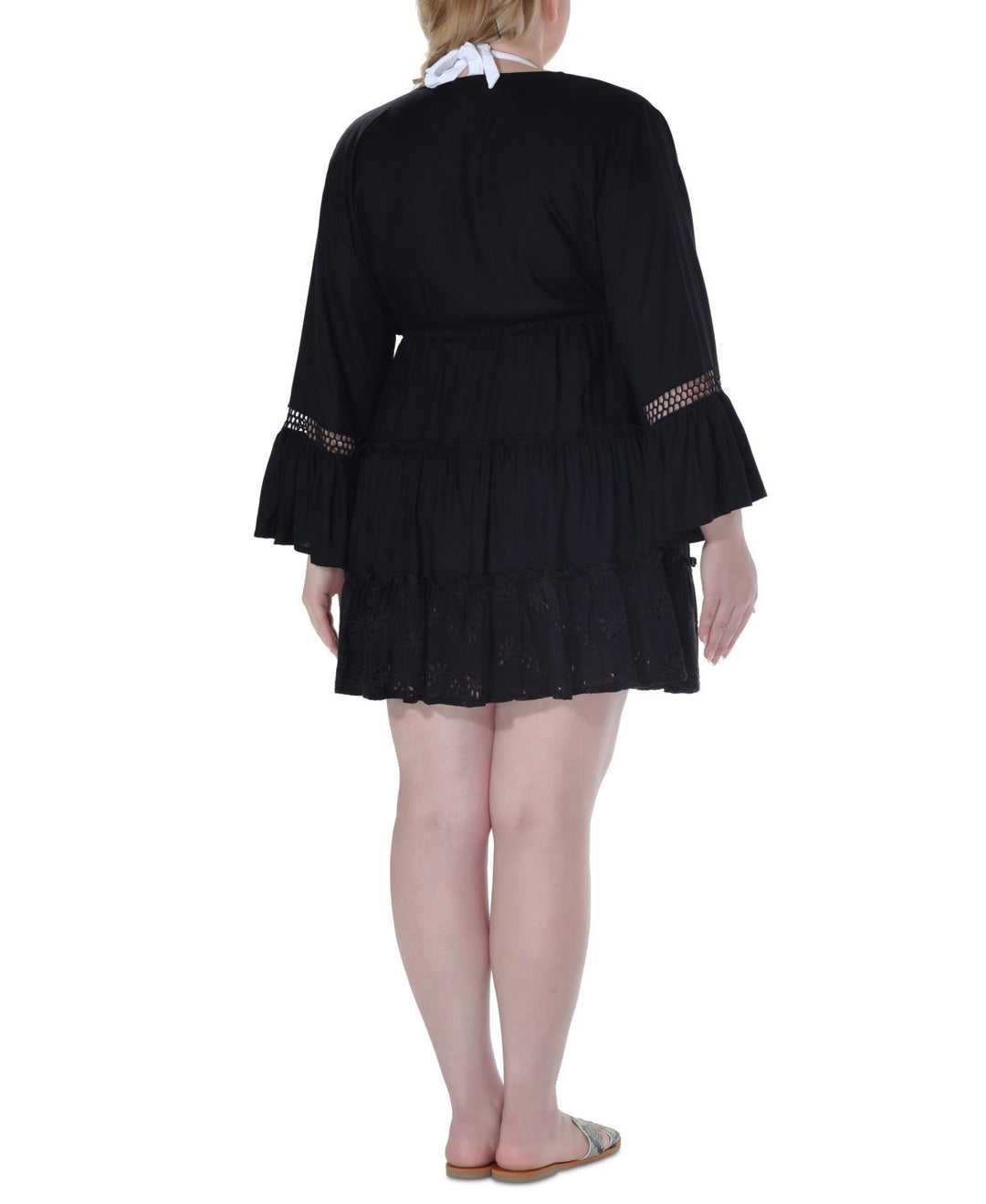 Raviya Plus Size Lace-Inset Eyelet-Flounce Cover-Up MSRP $58