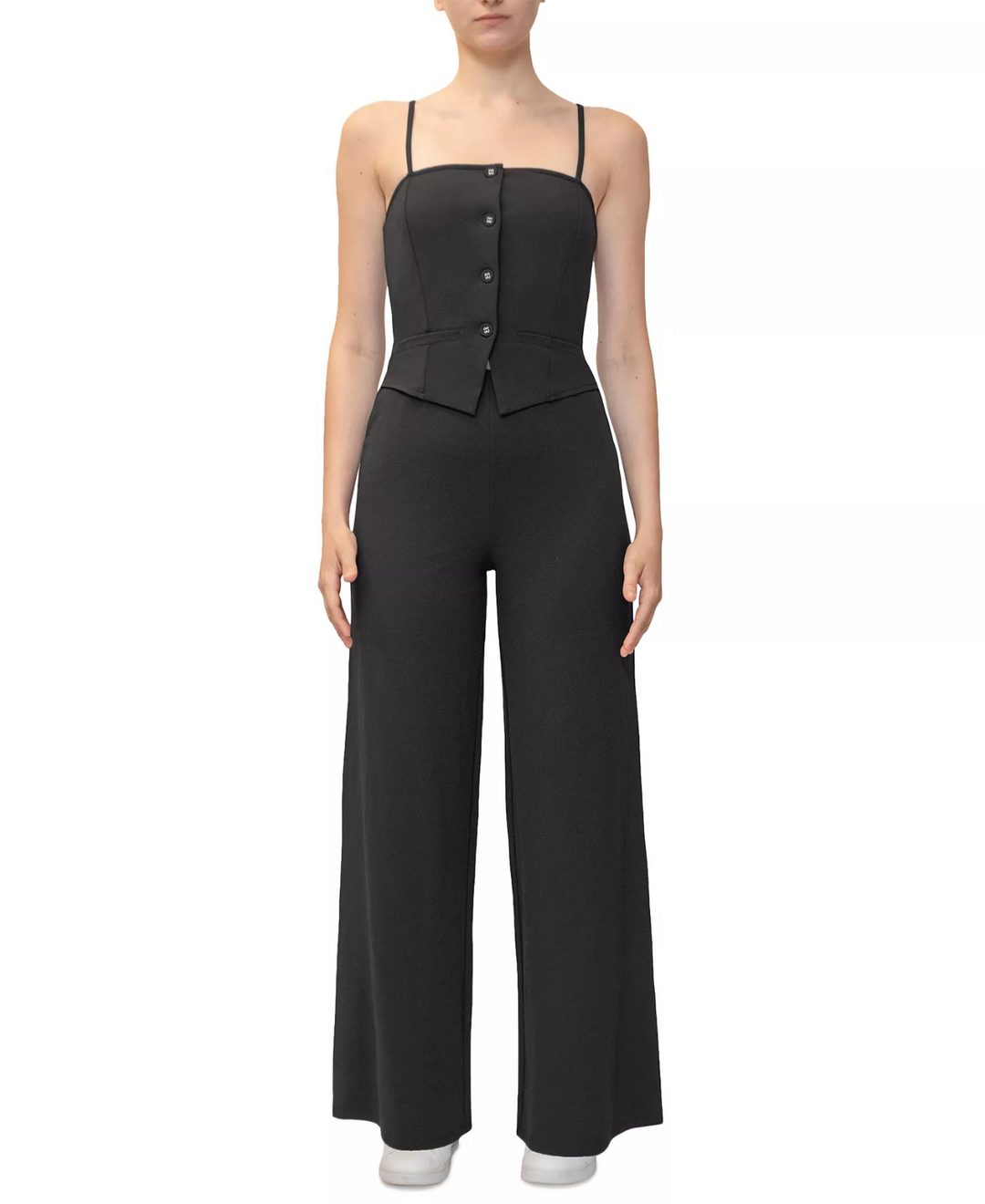 Almost Famous Dylan Ryan Juniors' Vest-Style Jumpsuit MSRP $39