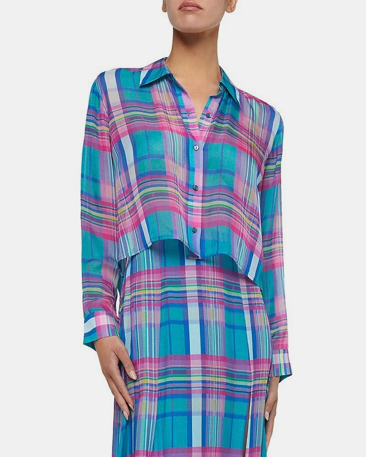 L'AGENCE Cosette Crop Hi-Low Shirt MSRP $325