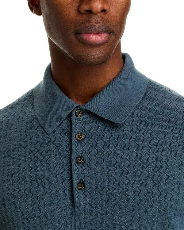 The Men's Store Pointelle Short Sleeve Sweater Polo MSRP $108
