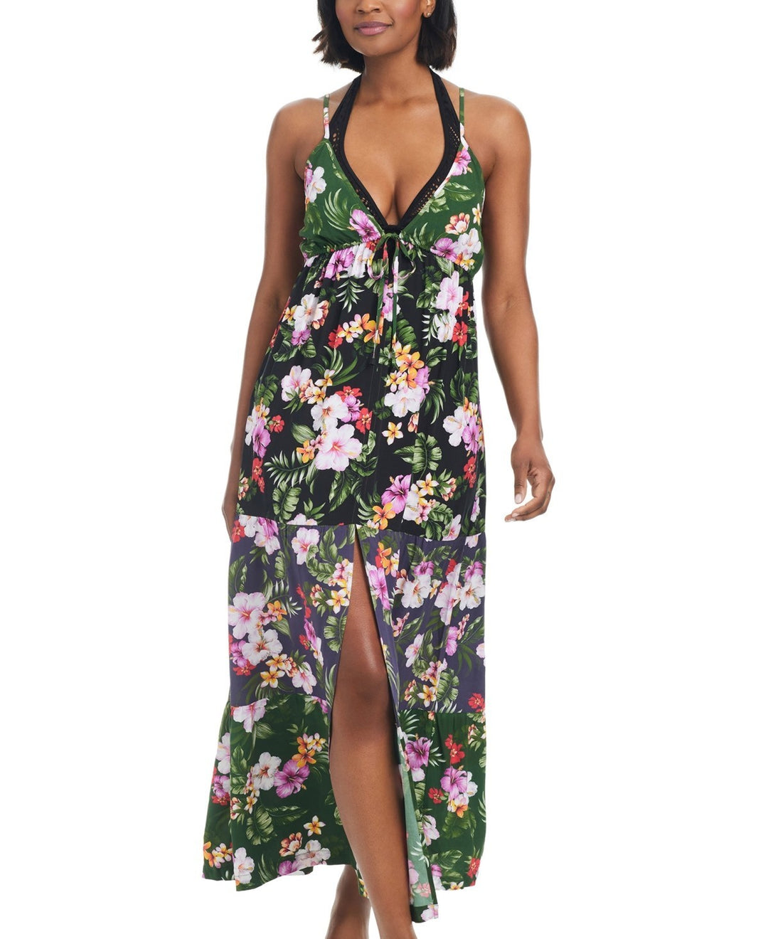 Bar III Floral-Print Tiered Cover-Up Dress MSRP $88