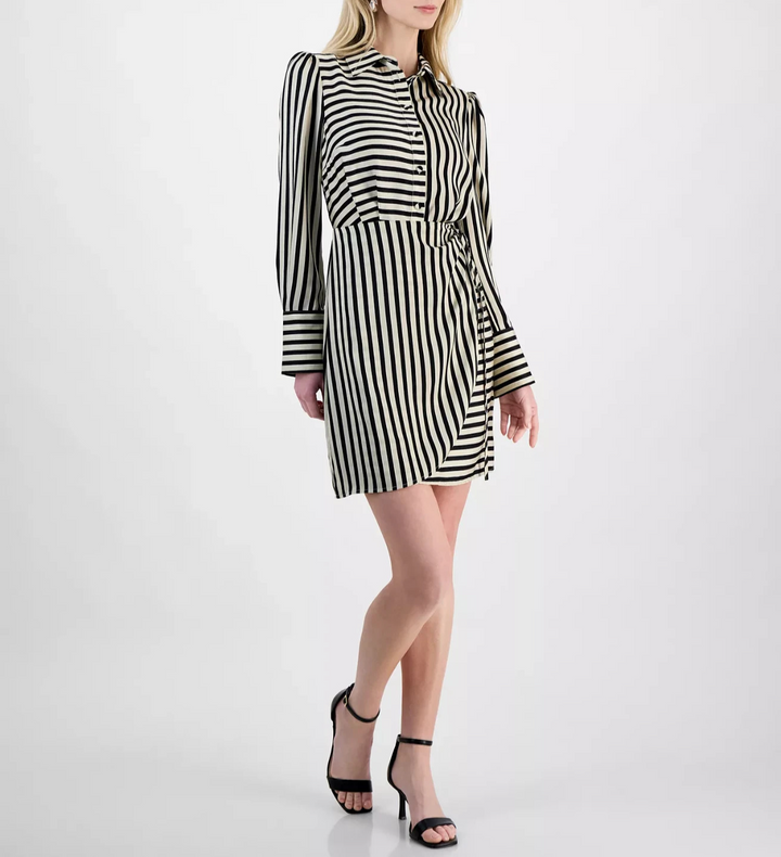 Sam Edelman Women's Cabana Striped Long-Sleeve Shirtdress MSRP $99