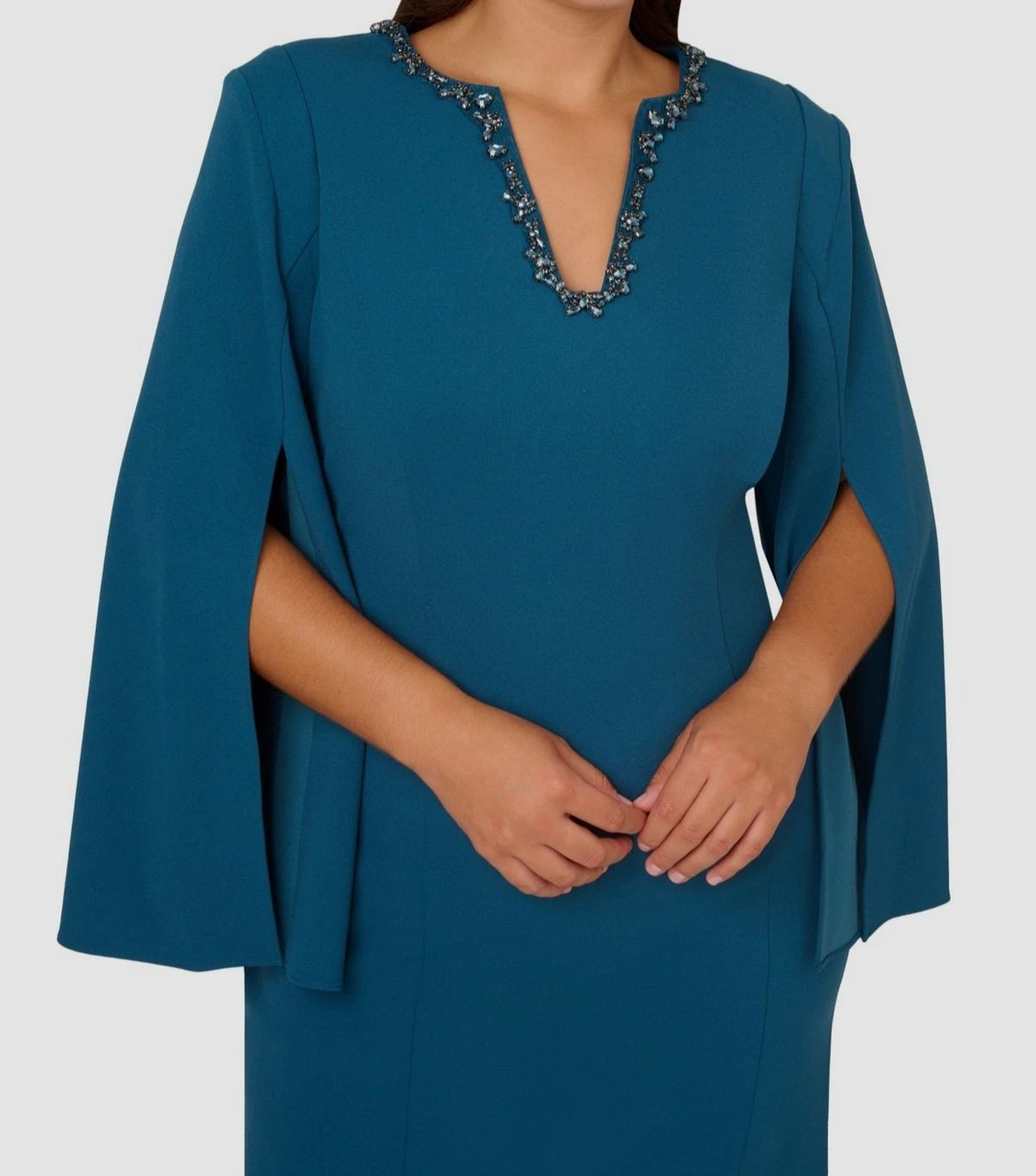 Adrianna Papell Women's Plus Size Beaded Split-Sleeve Dress MSRP $199