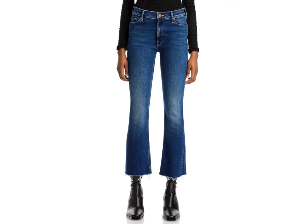 MOTHER The Outsider High Rise Ankle Fray Flare Jeans MSRP $258
