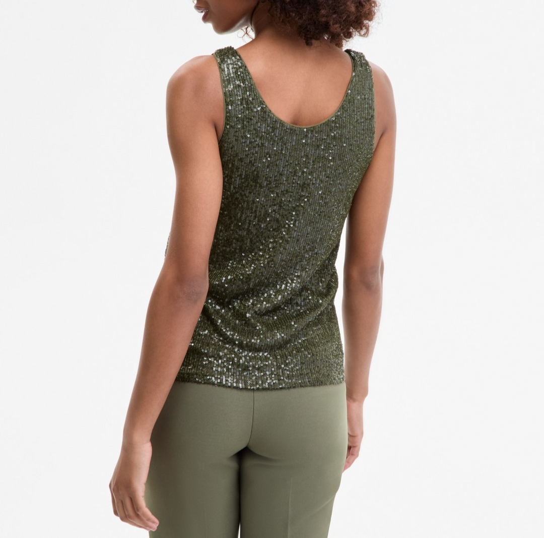 Anne Klein Women's Sequin Double-Scoop Sleeveless Tank MSRP $69