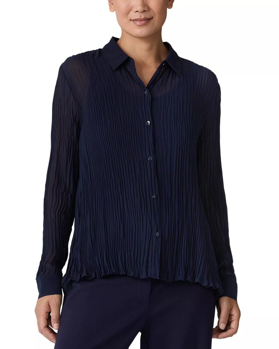 Eileen Fisher Silk Crinkle Blouse MSRP $258