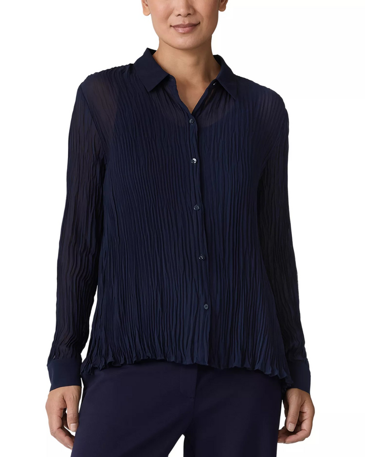 Eileen Fisher Silk Crinkle Blouse MSRP $258