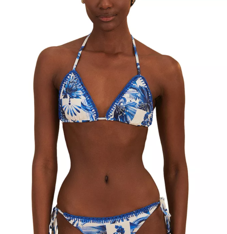 FARM Rio Garden Tiles Printed Bikini Top MSRP $120