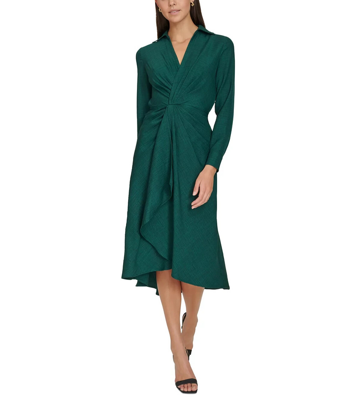 Calvin Klein Pull-On Long-Sleeve A-Line Dress MSRP $134