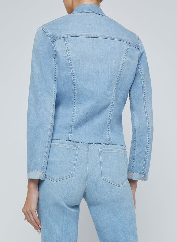 L'Agence Janelle Button Front Denim Jacket MSRP $365