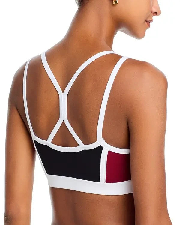 AQUA Athletic Toned Out Double Strap Color Block Sports Bra MSRP $68