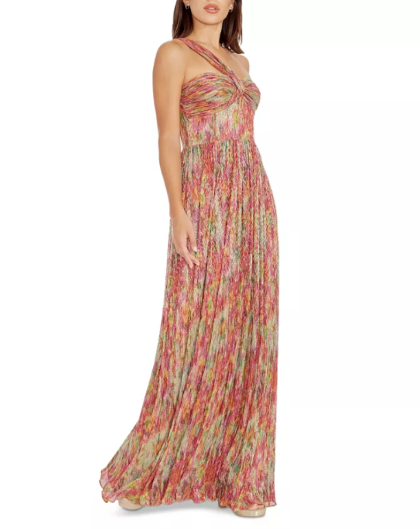Dress the Population Idalia Printed Metallic Maxi Dress MSRP $348