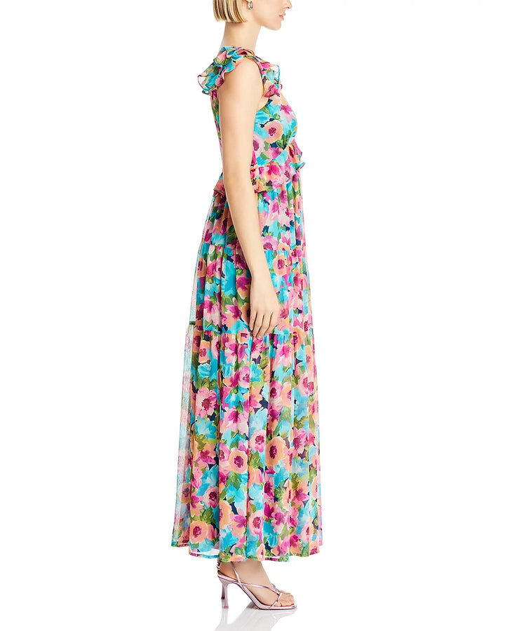 AQUA Ruffled Maxi Dress MSRP $128
