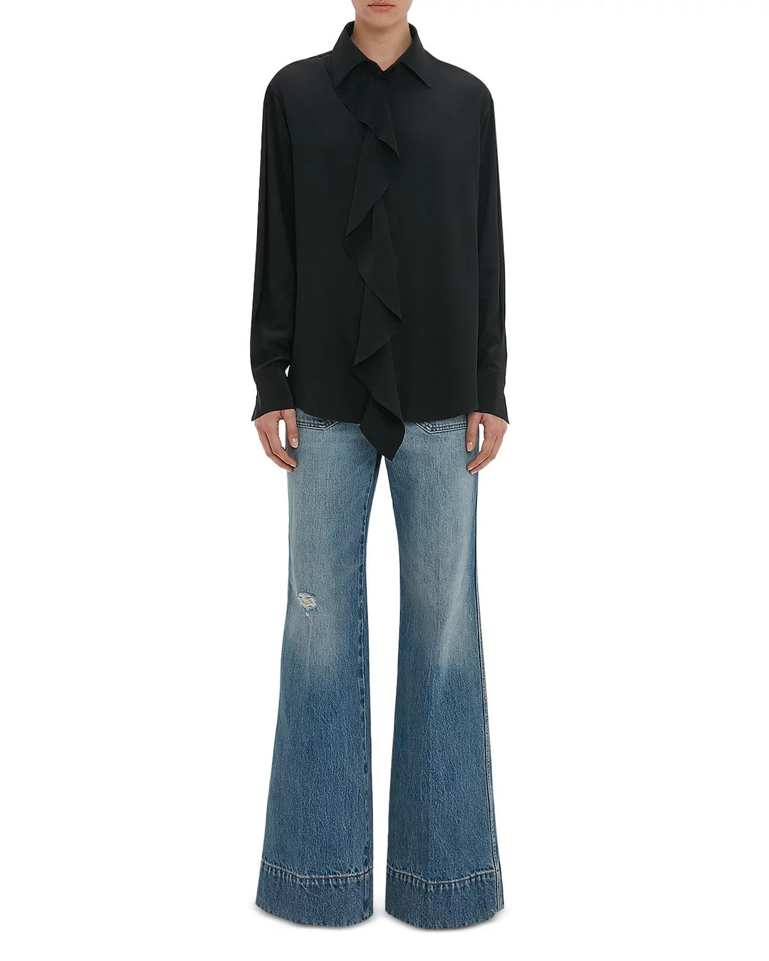 Victoria Beckham Silk Ruffle Front Blouse MSRP $850