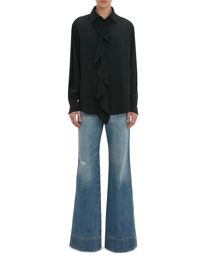 Victoria Beckham Silk Ruffle Front Blouse MSRP $850