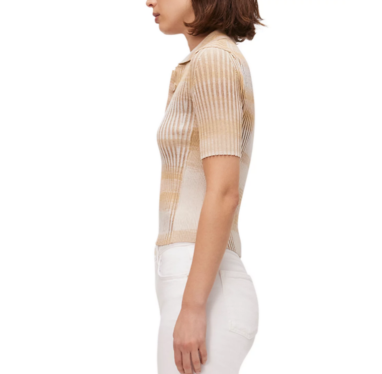 SIMKHAI Devina Short Sleeve Polo Shirt MSRP $345