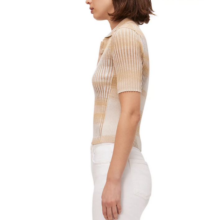 SIMKHAI Devina Short Sleeve Polo Shirt MSRP $345
