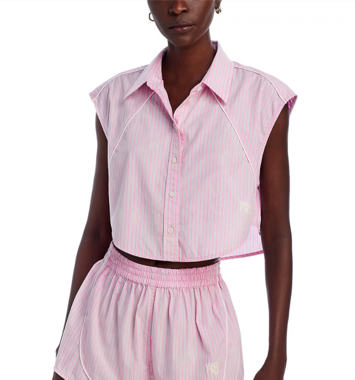 alexanderwang.t Cropped Sleeveless Button Front Top MSRP $395  # 6B 1898 New
