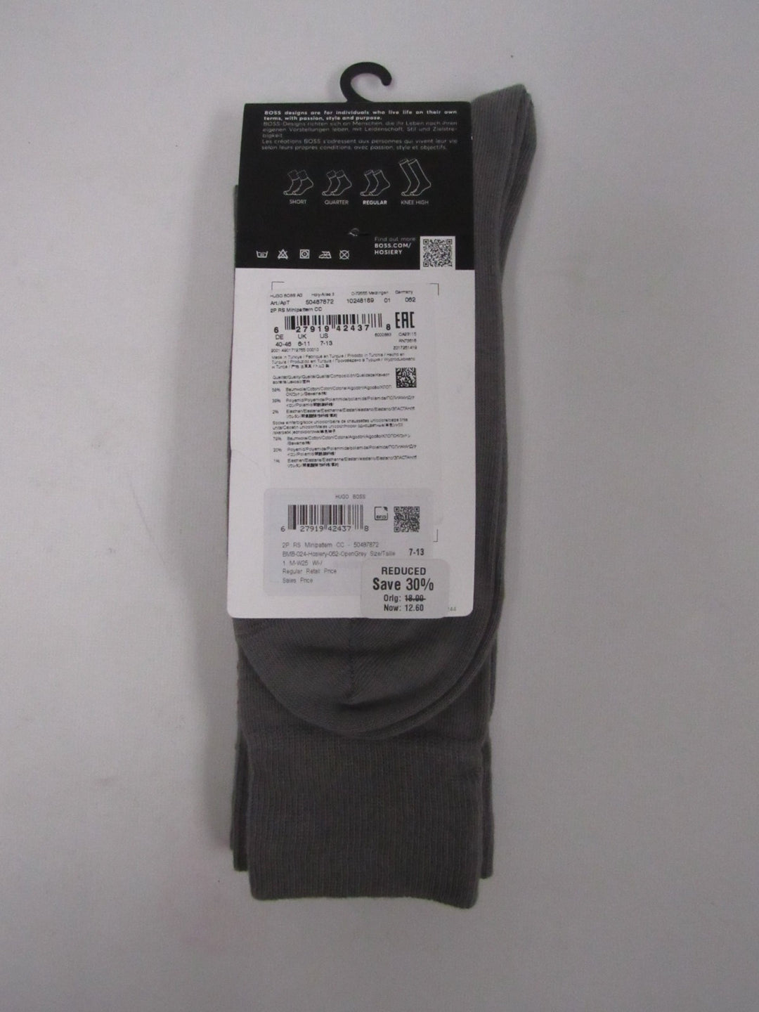 BOSS Mini Pattern Crew Socks, Pack of 2 MSRP $18