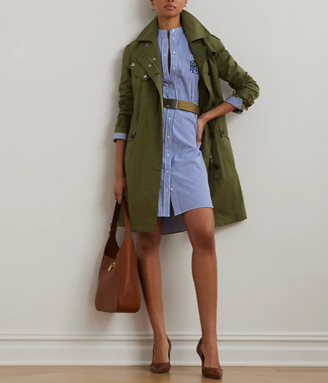Lauren Ralph Lauren Striped Belted Broadcloth Shirtdress