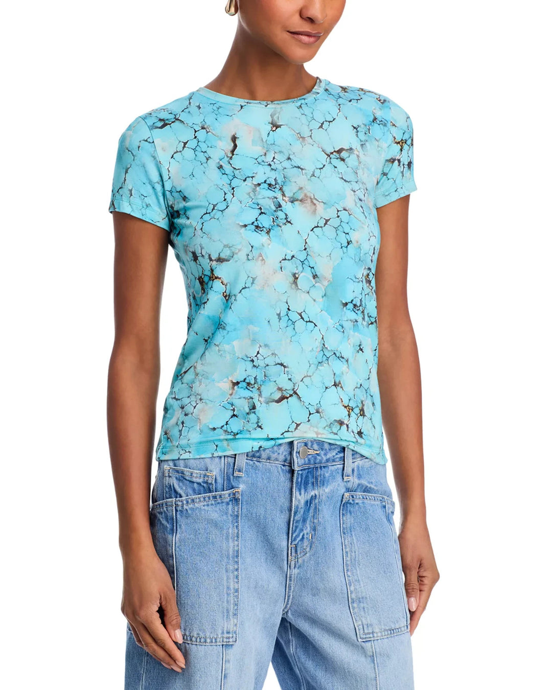 L'AGENCE Ressi Turquoise Stone Crewneck Tee MSRP $115