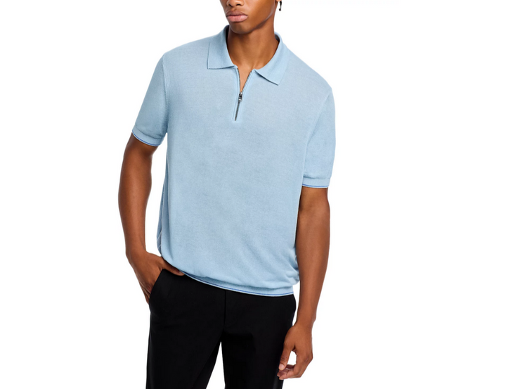 BOSS Trieste Tipped Quarter Zip Polo Shirt MSRP $198