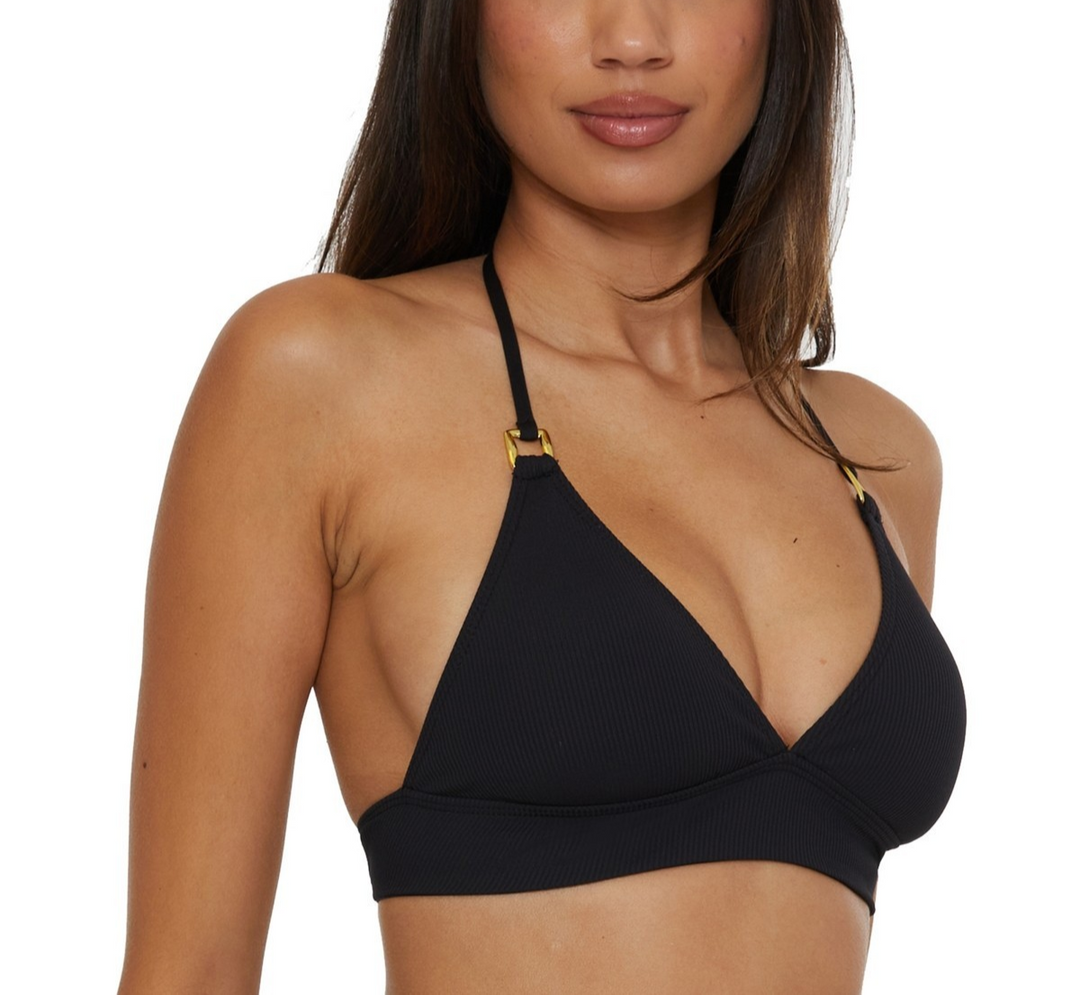 Becca Modern Edge Textured Rib Halter Bikini Top MSRP $56