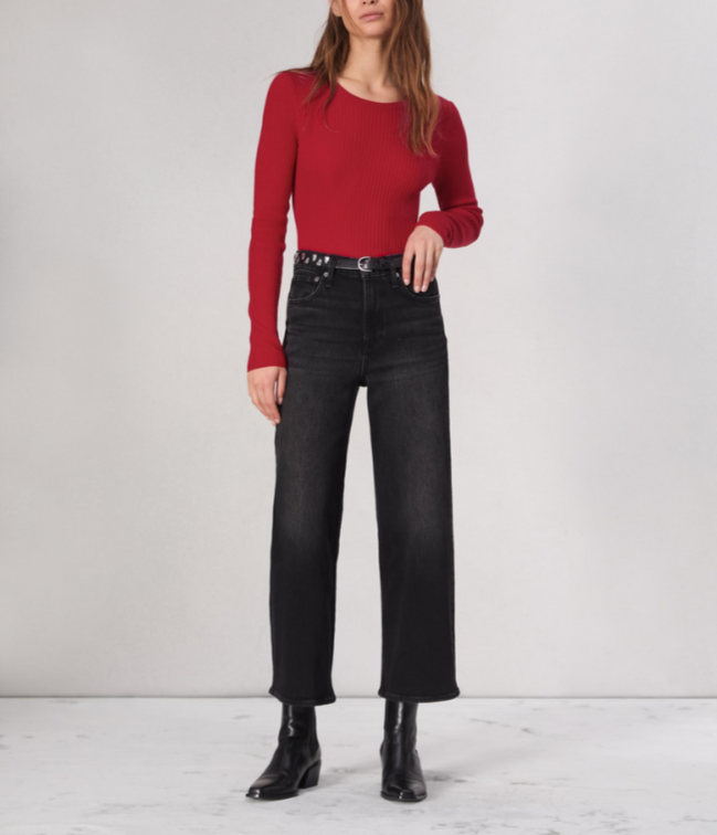 rag & bone Audrina Wool-Blend Crew Neck Ribbed Sweater MSRP $248